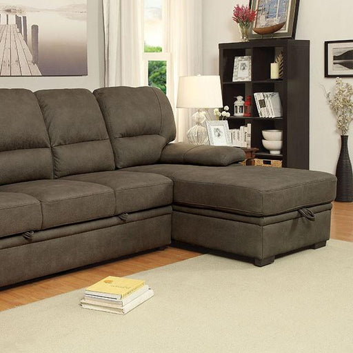 ALCESTER Brown & Gray Sectional w/ Sleeper, Ash - Imperial Furniture (Las Vegas, NV) - Multi Location