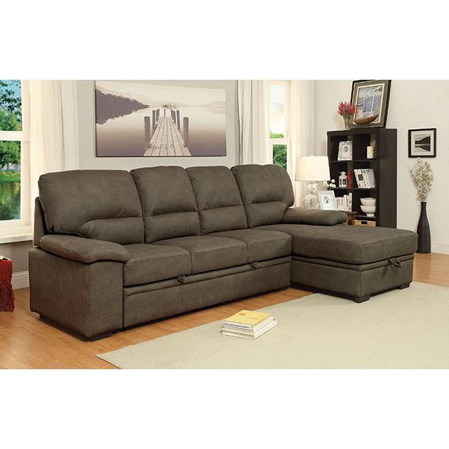 ALCESTER Brown & Gray Sectional w/ Sleeper, Ash - Imperial Furniture (Las Vegas, NV) - Multi Location