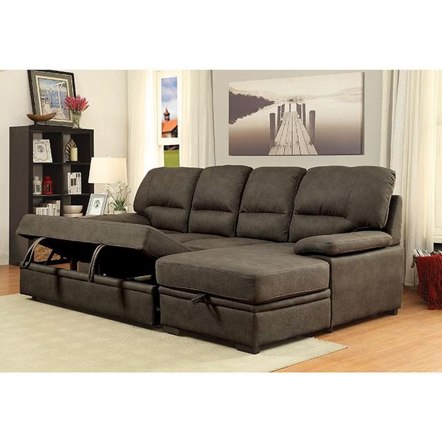 ALCESTER Brown & Gray Sectional w/ Sleeper, Ash - Imperial Furniture (Las Vegas, NV) - Multi Location