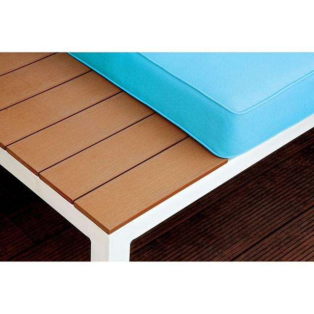 WINONA White/Oak/Blue Patio Sectional w/ Table - Imperial Furniture (Las Vegas, NV) - Multi Location