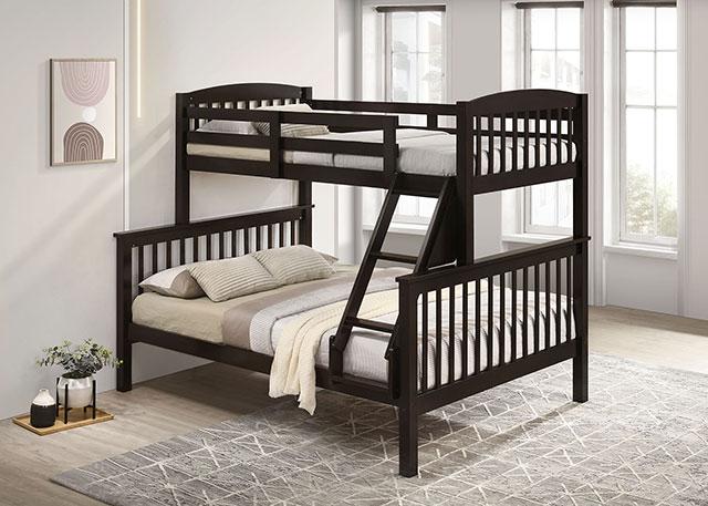 Brookings Twin/Full Bunk Bed White, Brown & Black - Imperial Furniture (Las Vegas, NV) - Multi Location