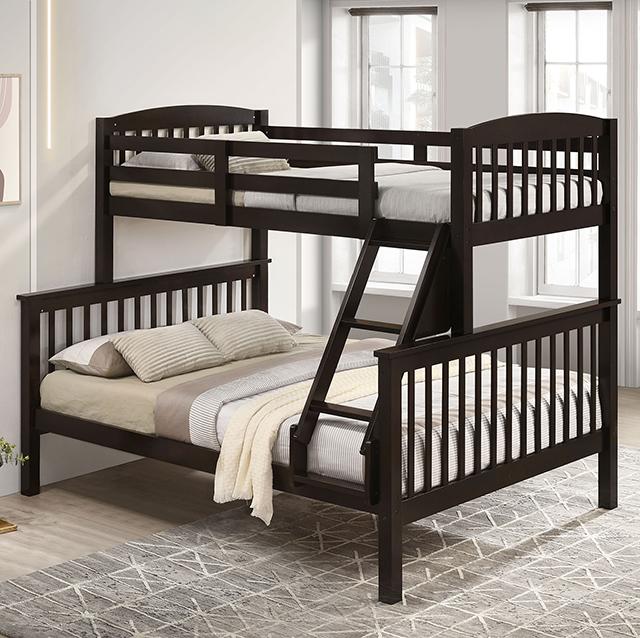 Brookings Twin/Full Bunk Bed White, Brown & Black - Imperial Furniture (Las Vegas, NV) - Multi Location