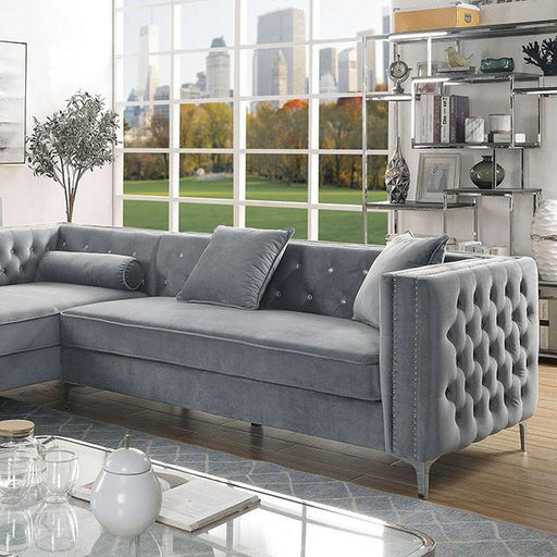 Amie Glam Gray & Black Sectional w/Storage - Imperial Furniture (Las Vegas, NV) - Multi Location