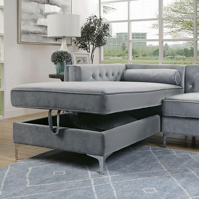 Amie Glam Gray & Black Sectional w/Storage - Imperial Furniture (Las Vegas, NV) - Multi Location
