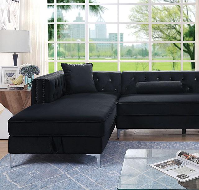 Amie Glam Gray & Black Sectional w/Storage - Imperial Furniture (Las Vegas, NV) - Multi Location