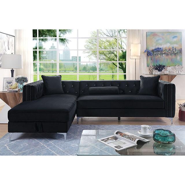 Amie Glam Gray & Black Sectional w/Storage - Imperial Furniture (Las Vegas, NV) - Multi Location