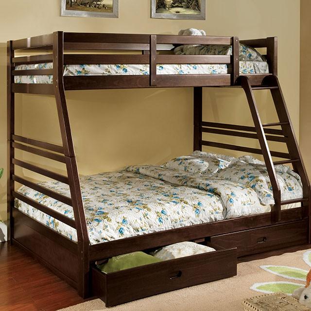 California II Cherry Twin/Full Bunk Bed w/ 2 Drawers Cherry, Walnut, Grey, &Oak - Imperial Furniture (Las Vegas, NV) - Multi Location