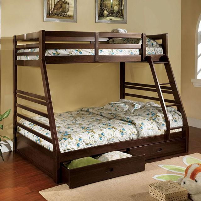 California II Cherry Twin/Full Bunk Bed w/ 2 Drawers Cherry, Walnut, Grey, &Oak - Imperial Furniture (Las Vegas, NV) - Multi Location