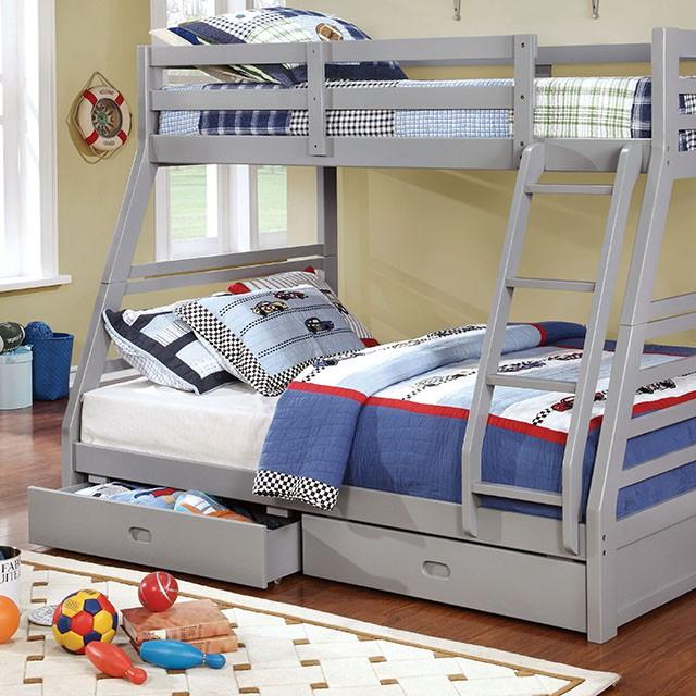 California II Cherry Twin/Full Bunk Bed w/ 2 Drawers Cherry, Walnut, Grey, &Oak - Imperial Furniture (Las Vegas, NV) - Multi Location