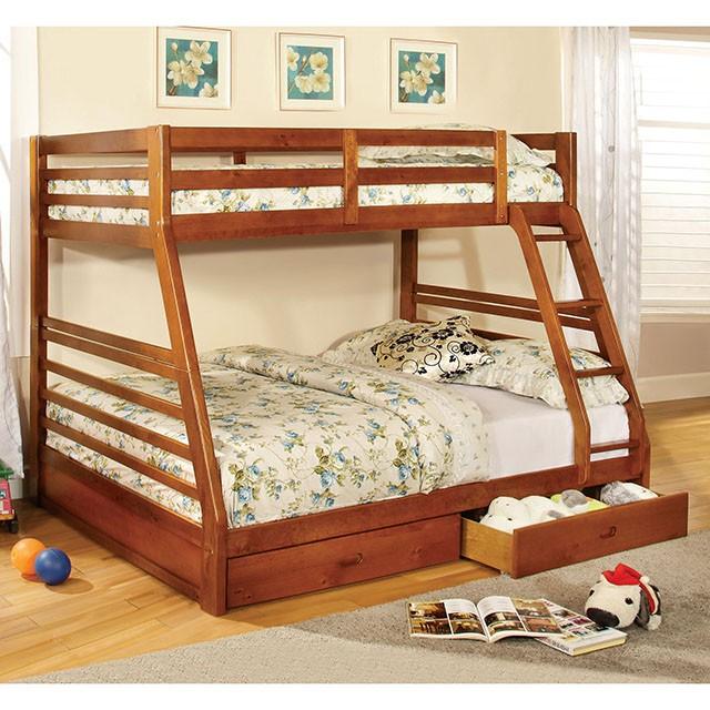 California II Cherry Twin/Full Bunk Bed w/ 2 Drawers Cherry, Walnut, Grey, &Oak - Imperial Furniture (Las Vegas, NV) - Multi Location