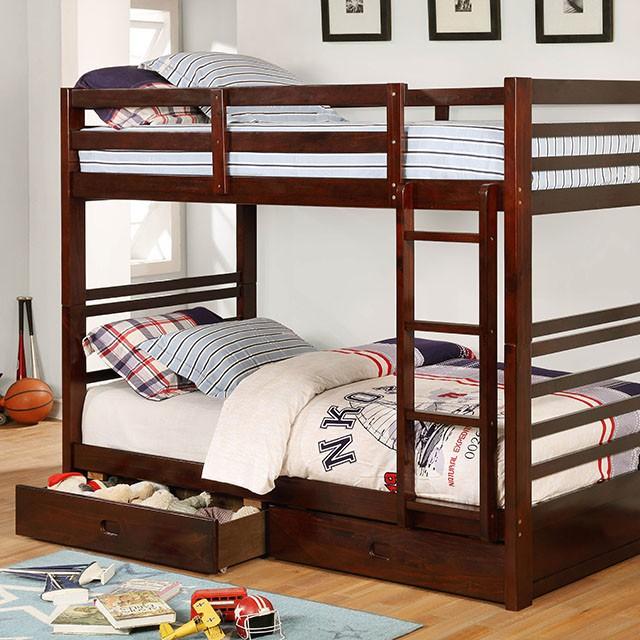 California Iv Black, Walnut, Gray, & White Twin/Twin Bunk Bed - Imperial Furniture (Las Vegas, NV) - Multi Location