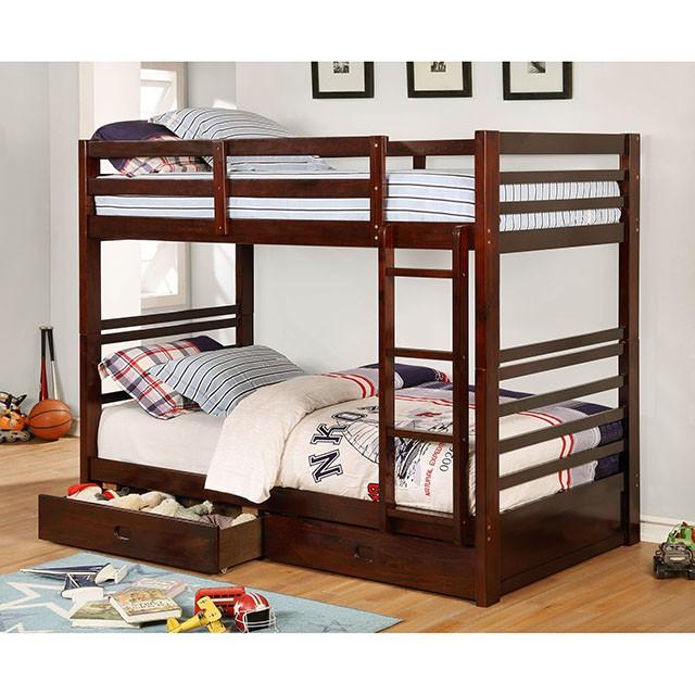 California Iv Black, Walnut, Gray, & White Twin/Twin Bunk Bed - Imperial Furniture (Las Vegas, NV) - Multi Location