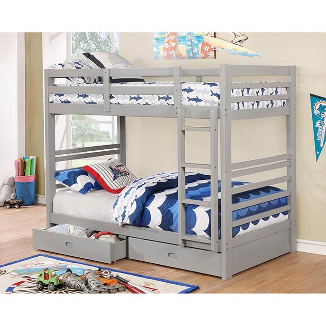 California Iv Black, Walnut, Gray, & White Twin/Twin Bunk Bed - Imperial Furniture (Las Vegas, NV) - Multi Location