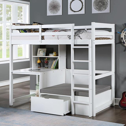 CALLISTUS Twin Workstation Loft Bed, White & Gray - Imperial Furniture (Las Vegas, NV) - Multi Location