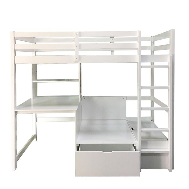 CALLISTUS Twin Workstation Loft Bed, White & Gray - Imperial Furniture (Las Vegas, NV) - Multi Location