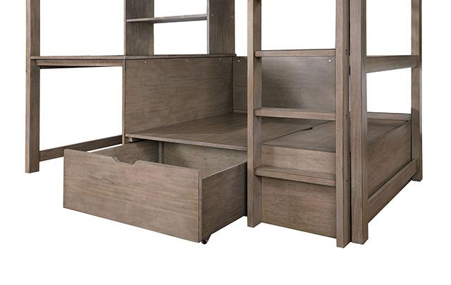 CALLISTUS Twin Workstation Loft Bed, White & Gray - Imperial Furniture (Las Vegas, NV) - Multi Location