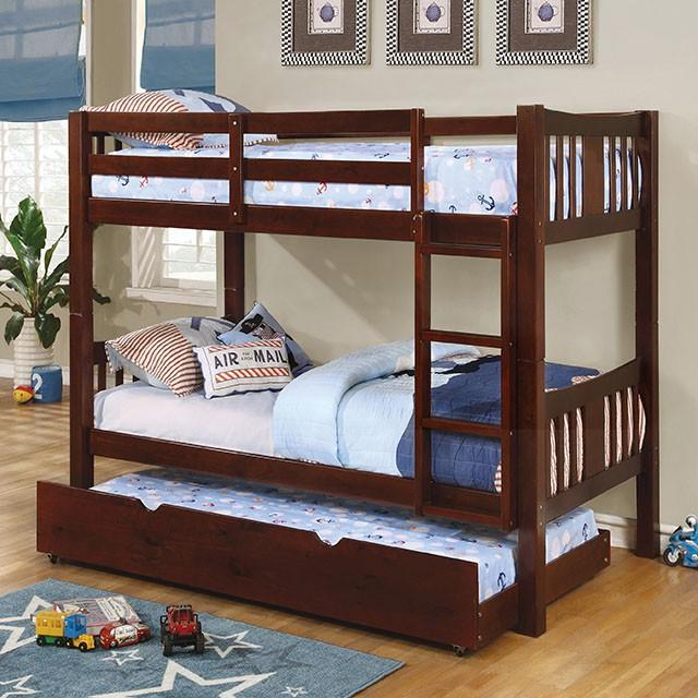 Cameron Dark Walnut, White & Gray Full/Full Bunk Bed - Imperial Furniture (Las Vegas, NV) - Multi Location