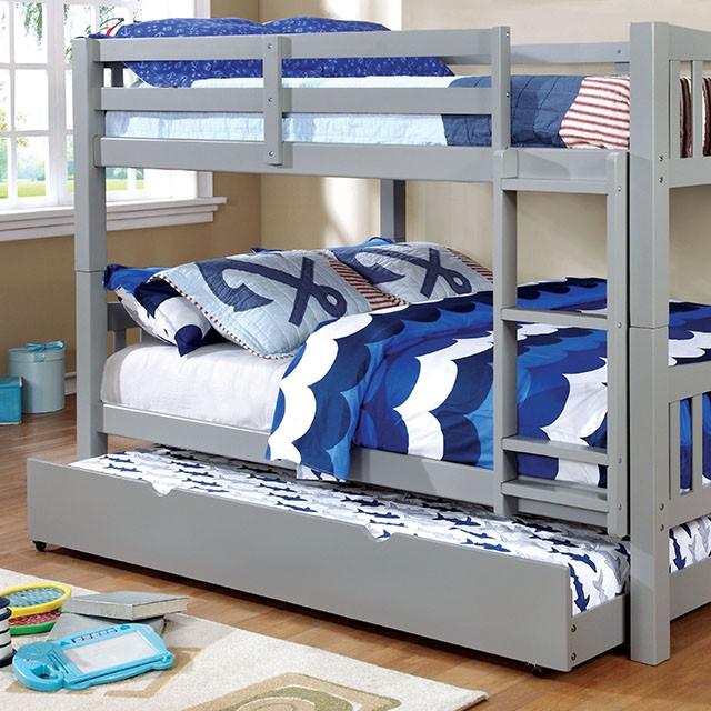 Cameron Dark Walnut, White & Gray Full/Full Bunk Bed - Imperial Furniture (Las Vegas, NV) - Multi Location
