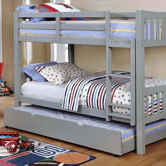 Cameron Dark Walnut, White & Gray Full/Full Bunk Bed - Imperial Furniture (Las Vegas, NV) - Multi Location