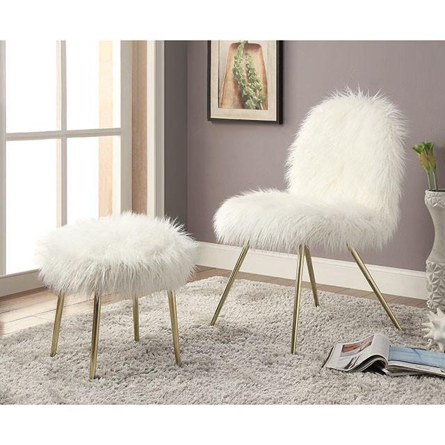Caoimhe White/Gold Ottoman - Imperial Furniture (Las Vegas, NV) - Multi Location