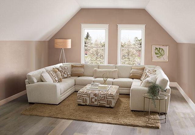 CARLETON Ottoman, Ivory/Tan - Imperial Furniture (Las Vegas, NV) - Multi Location