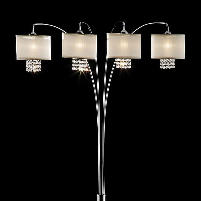 Claris Ivory/Chrome Arch Lamp, Hanging Crystal - Imperial Furniture (Las Vegas, NV) - Multi Location