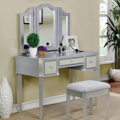 CLARISSE Silver Vanity w/ Stool - Imperial Furniture (Las Vegas, NV) - Multi Location