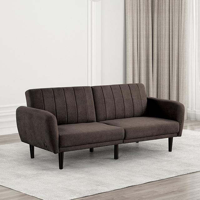 Aristide Futon Sofa Grey & Brown - Imperial Furniture (Las Vegas, NV) - Multi Location