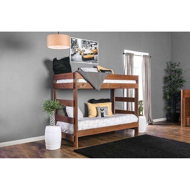 Arlette Twin/Twin Bunk Bed Brown, Black, Gray, & White - Imperial Furniture (Las Vegas, NV) - Multi Location