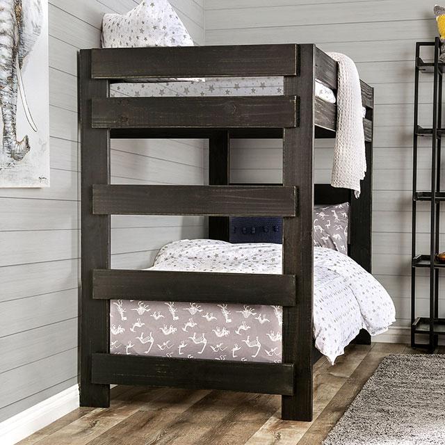 Arlette Twin/Twin Bunk Bed Brown, Black, Gray, & White - Imperial Furniture (Las Vegas, NV) - Multi Location
