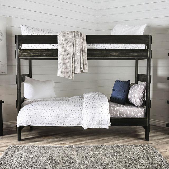 Arlette Twin/Twin Bunk Bed Brown, Black, Gray, & White - Imperial Furniture (Las Vegas, NV) - Multi Location