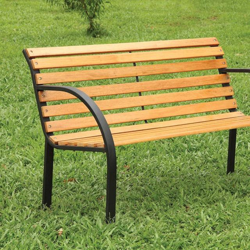 DUMAS Oak/Black Patio Wooden Bench - Imperial Furniture (Las Vegas, NV) - Multi Location
