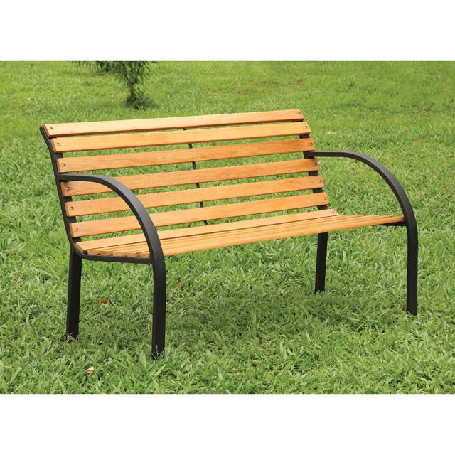 DUMAS Oak/Black Patio Wooden Bench - Imperial Furniture (Las Vegas, NV) - Multi Location