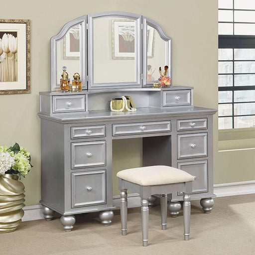 ATHY Silver Vanity w/ Stool - Imperial Furniture (Las Vegas, NV) - Multi Location