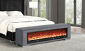 Elnath Bench w/ Visual Wood Log Fireplace Gray - Imperial Furniture (Las Vegas, NV) - Multi Location
