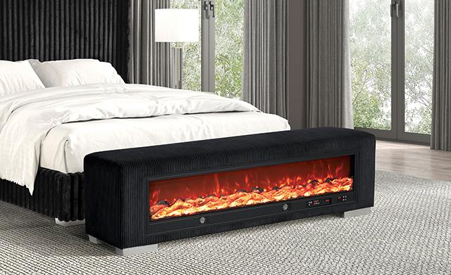 Elnath Bench w/ Visual Wood Log Fireplace Gray - Imperial Furniture (Las Vegas, NV) - Multi Location