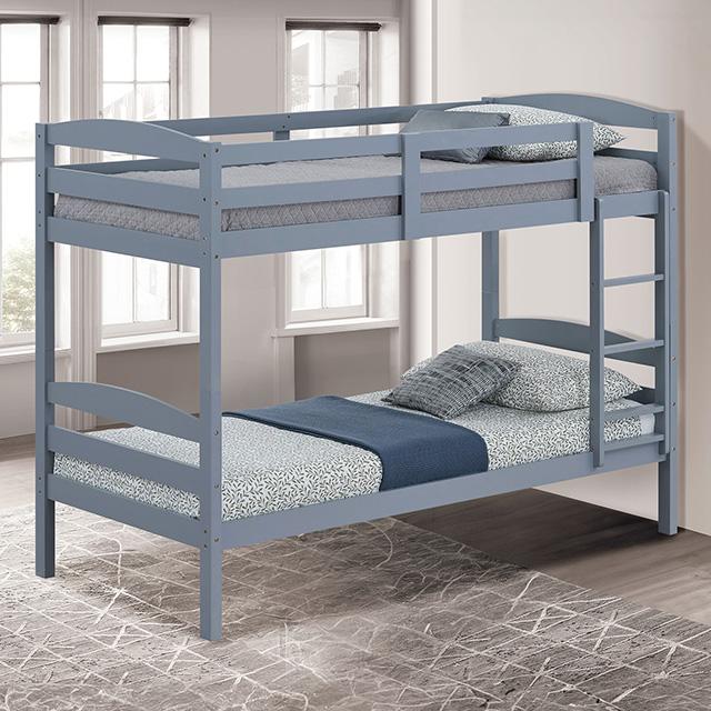 Finsbury Twin Twin Bunk Bed Espresso, Grey & White - Imperial Furniture (Las Vegas, NV) - Multi Location