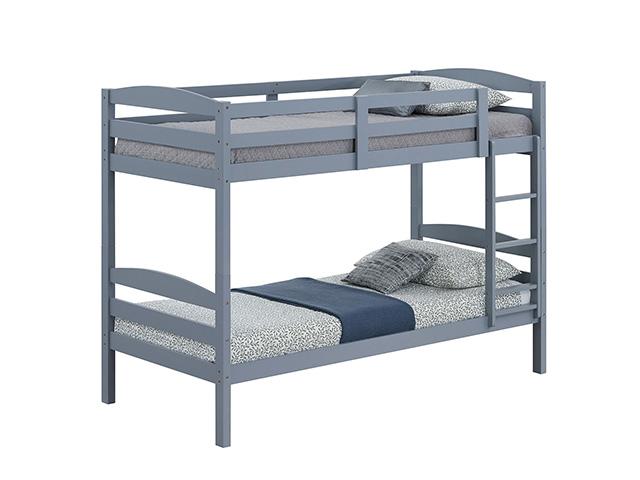 Finsbury Twin Twin Bunk Bed Espresso, Grey & White - Imperial Furniture (Las Vegas, NV) - Multi Location
