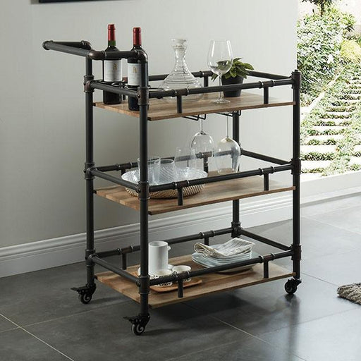 Aylmer Sand Black/Natural Serving Cart - Imperial Furniture (Las Vegas, NV) - Multi Location