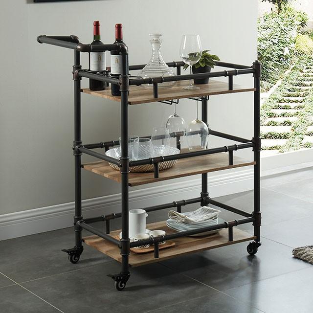 Aylmer Sand Black/Natural Serving Cart - Imperial Furniture (Las Vegas, NV) - Multi Location