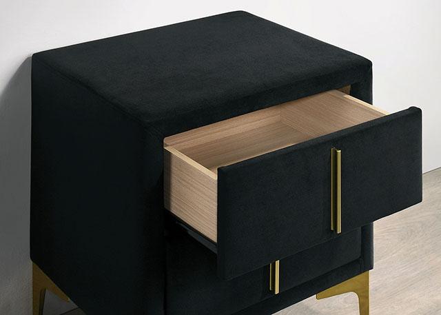 FLORIZEL Night Stand, Black - Imperial Furniture (Las Vegas, NV) - Multi Location