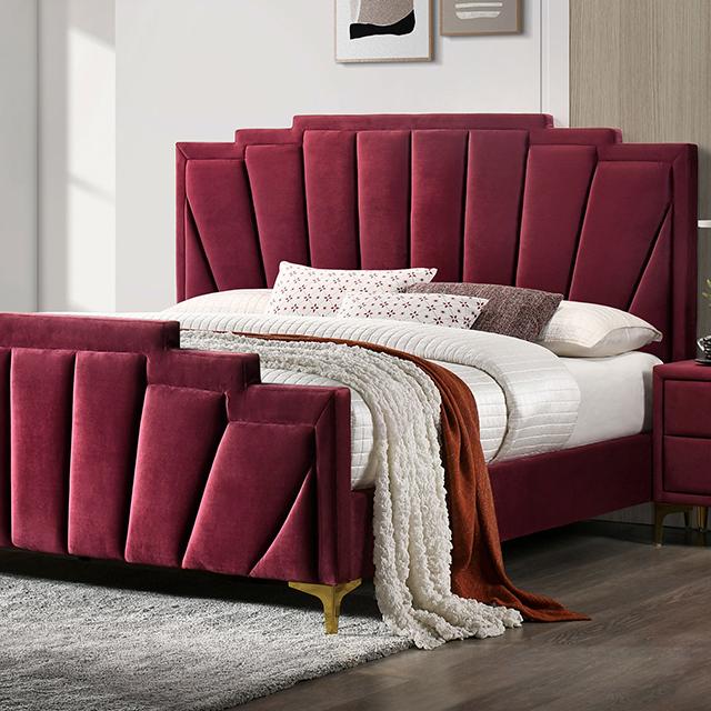 FLORIZEL Cal.King, E.King & Queen Bed, Black & Red - Imperial Furniture (Las Vegas, NV) - Multi Location