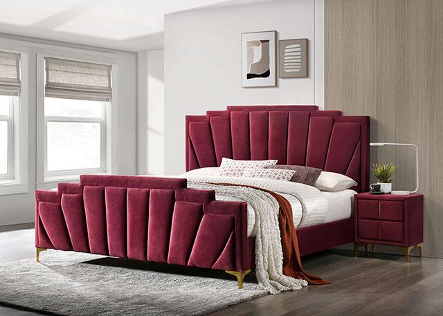FLORIZEL Cal.King, E.King & Queen Bed, Black & Red - Imperial Furniture (Las Vegas, NV) - Multi Location