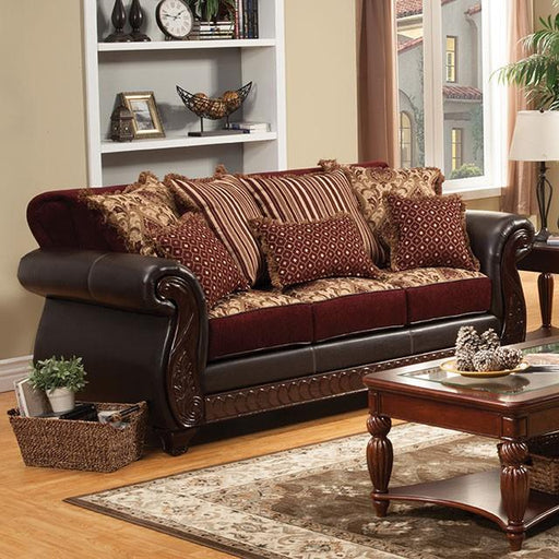 Franklin Burgundy/Espresso Sofa, Burgundy - Imperial Furniture (Las Vegas, NV) - Multi Location