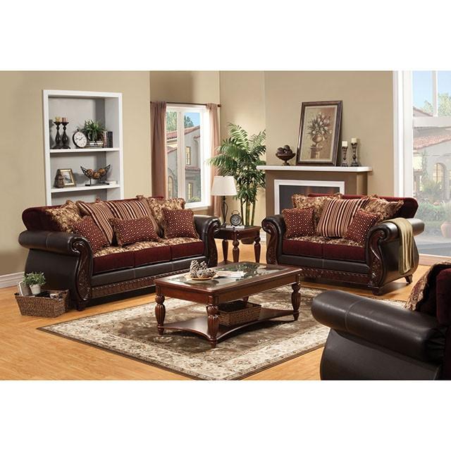 Franklin Burgundy/Espresso Sofa, Burgundy - Imperial Furniture (Las Vegas, NV) - Multi Location