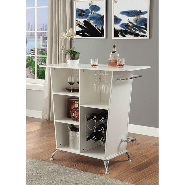 Fuero White/Chrome Bar Table (K/D) - Imperial Furniture (Las Vegas, NV) - Multi Location