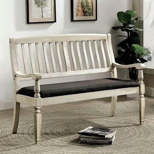 Georgia Antique White/Gray Love Seat Bench - Imperial Furniture (Las Vegas, NV) - Multi Location