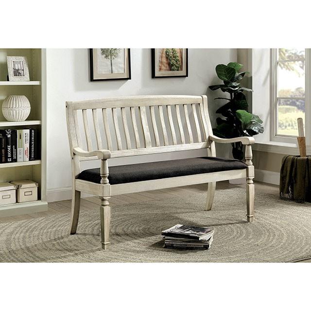 Georgia Antique White/Gray Love Seat Bench - Imperial Furniture (Las Vegas, NV) - Multi Location