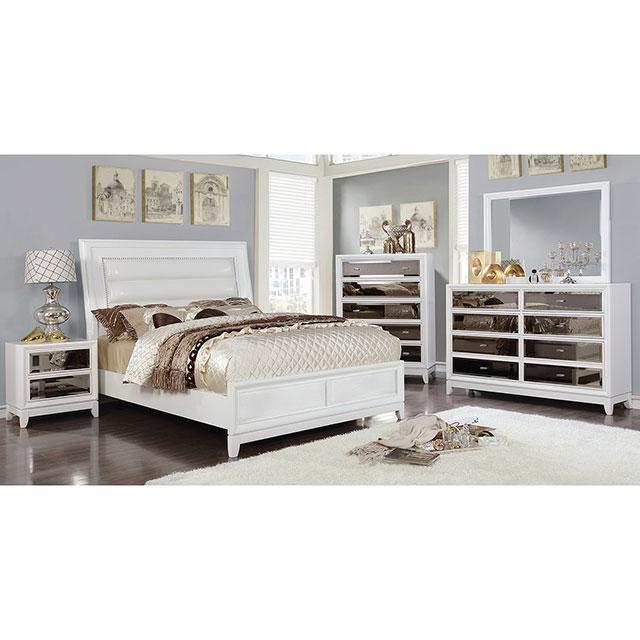 Golva E.King & Queen Bed White & Silver - Imperial Furniture (Las Vegas, NV) - Multi Location