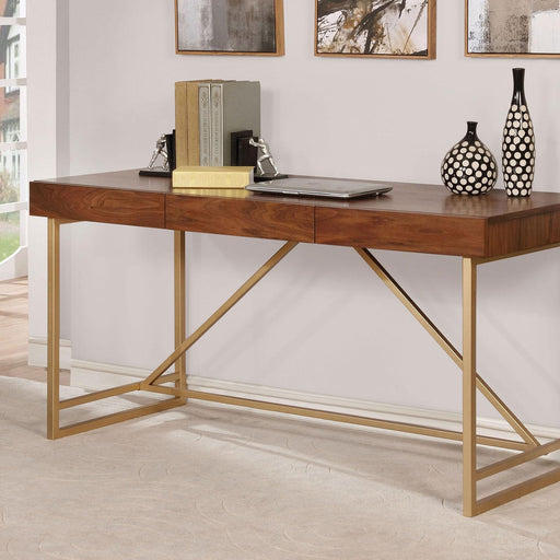 Halstein Light Walnut/Gold Desk - Imperial Furniture (Las Vegas, NV) - Multi Location
